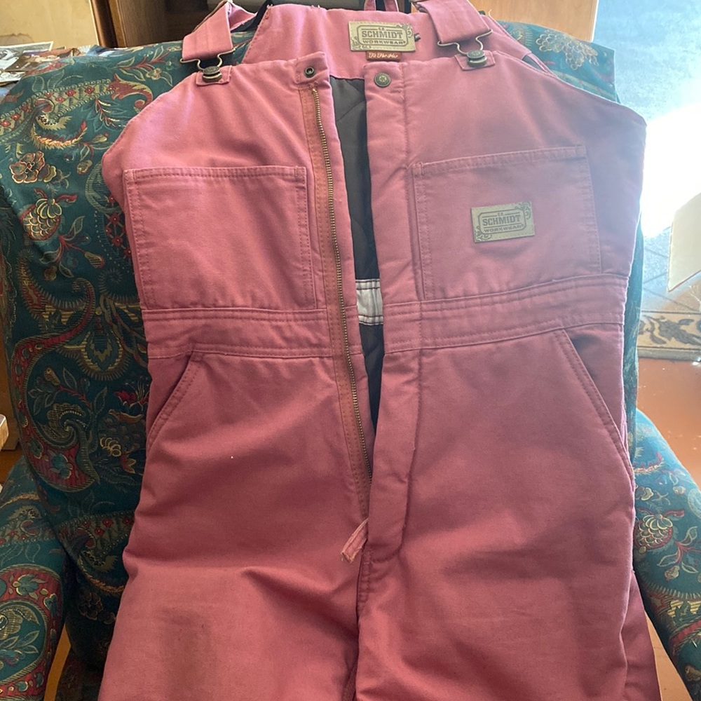 Schmidt pink lined overalls